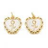 Brass Pave Natural White Shell Pendants KK-U058-27G-1