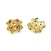 Flower Brass Micro Pave Cubic Zirconia Bead Caps KK-K300-01C-G-2