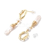 Natural Pearl Dangle Stud Earrings EJEW-P256-23G-2