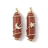 Natural Red Jasper Copper Wire Wrapped Pointed Pendants PALLOY-JF02535-04-1