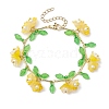 Flower Glass & Acrylic Charm Bracelets BJEW-JB10443-05-1