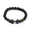 Natural Black Agate(Dyed) Beads Stretch Bracelets BJEW-JB04801-2