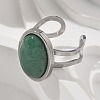 Oval Natural Green Aventurine Finger Rings RJEW-M062-02P-17-5