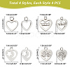DICOSMETIC 16Pcs 4 Style 304 Stainless Steel Charms STAS-DC0005-46-4