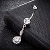 Brass Cubic Zirconia Navel Ring AJEW-EE0004-10-4