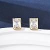 Brass Micro Pave Clear Cubic Zirconia Stud Earrings EJEW-C174-02D-G-1