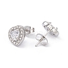Cubic Zirconia & Rhinestone Heart Stud Earrings EJEW-A080-03P-2