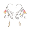 Wing Resin & Natural Quartz Crystal Points Beaded Dangle Earrings EJEW-TA00522-1