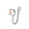 Flat Round Brass Pave Clear Cubic Zirconia Clip-on Nose Septum Rings WG32032-11-1