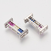 Brass Cubic Zirconia Slide Charms ZIRC-S063-01I-P-2