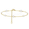 925 Sterling Silver Cable Chain Anklet with Oval Natural Freshwater Pearls for Women AJEW-F162-003G-1