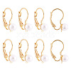 10Pcs Round Brass & ABS Imitation Pearl Leverback Earring Findings KK-TADJ0001-17-2