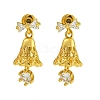 Brass Clear Cubic Zirconia Dangle Stud Earrings for Women EJEW-G405-01G-1