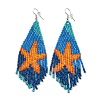 Boho Summper Beach Seed Bead Sea Animal Tassel Earrings EJEW-Q380-02A-1