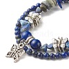 Natural Lapis Lazuli(Dyed) Chip Beads Multi-strand Bracelet BJEW-JB07052-02-4