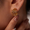 Stainless Steel Hollow Vintage Chic C-shaped Stud Earrings for Autumn Winter XD2465-2-5