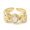 Bowknot Brass Micro Pave Clear Cubic Zirconia Open Cuff Rings RJEW-U008-10G-2