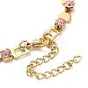 304 Stainless Steel Light Rose Rhinestone Link Chain Bracelets for Women BJEW-G712-13A-01-3
