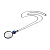 Flat Round Glass Magnifying Pendant Necklace for Women NJEW-K125-01B-04-2