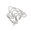 304 Stainless Steel Wave Open Cuff Ring for Women RJEW-M025-01P-4