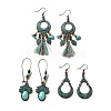 3 Pairs 3 Style Teardrop & Donut & Flower Alloy Dangle Earrings Set EJEW-G330-08R-1