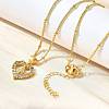 Brass Clear Cubic Zirconia Pendant Necklaces for Women NJEW-A039-02A-G-2