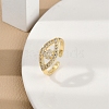 Rack Plating Brass Micro Pave Clear Cubic Zirconia Cuff Finger Rings for Women RJEW-M028-72G-3