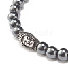 Round Synthetic Noctilucent Stone/Luminous Stone Braided Bead Bracelet with Buddha Head BJEW-JB07640-01-4