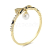 Rack Plating Brass Pave Cubic Zirconia Bowknot Hinged Bangles for Women BJEW-R317-03G-02-1