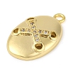 Cross Theme Real 18K Gold Plated Brass Micro Pave Clear Cubic Zirconia Pendants KK-L219-06G-06-2