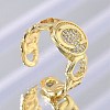 Brass Micro Pave Clear Cubic Zirconia Open Cuff Rings for Women RJEW-K289-02G-C-1