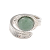 Oval Natural Green Aventurine Cuff Ring RJEW-I079-01B-2