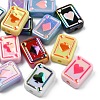 14Pcs 7 Colors UV Plating Rainbow Iridescent Acrylic Enamel Beads SACR-YW0005-06-5