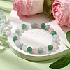 8mm Round Natural Rose Quartz & Amazonite & Green Aventurine & Quartz Crystal Beaded Stretch Bracelets for Women BJEW-JB10625-02-2