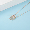 925 Sterling Silver Clear Cubic Zirconia Ring with Leaf Pendant Cable Chain Necklaces for Women ID6587-5