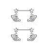 304 Stainless Steel Cubic Zirconia Moon Bear Dangle Nipple Barbells WG20A72-08-1