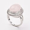 Natural Rose Quartz Finger Rings RJEW-P122-04-2