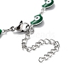 Moon with Evil Eye Enamel Link Chain Necklace NJEW-G117-02P-4