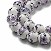 Handmade Flower Printed Porcelain Ceramic Beads Strands PORC-M007-10mm-05-3