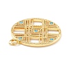 Rack Plating Brass Micro Pave Clear & Cyan Cubic Zirconia Pendants KK-D073-14G-3