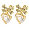 Brass Micro Pave Cubic Zirconia Stud Dangle Earrings for Women KK-CBA760A-05G-05-4
