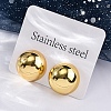 Half Round 304 Stainless Steel Stud Earrings EJEW-A125-80F-G-3