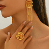 Vintage Alloy Hollowed Sea Shell Shaped Rings & Tassel Earrings Set for Women GH2970-3