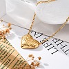 304 Stainless Steel Textured Heart Pendant Cable Chain Necklaces NJEW-U026-10G-4