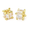 Brass Micro Pave Cubic Zirconia Beads KK-B142-03G-01-2
