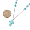 Cross Synthetic Turquoise Pendant Necklaces NJEW-JN05009-3