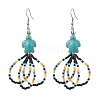 Flower Glass Seed Beaded Dangle Earrings for Women EJEW-MZ00203-01-1