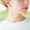 ANATTASOUL 1 Pairs ABS Plastic Imitation Pearl Beaded Tassel Dangle Stud Earrings EJEW-AN0001-52-5
