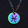 Rainbow Color Titanium Steel Constellation Pendant Necklace for Women ZODI-PW0001-039L-1