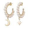 Moon & Star Natural Pearl Dangle Half Hoop Earrings EJEW-JE05895-02-1